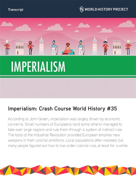 imperialism crash course world history 35 lecture notes world history docsity