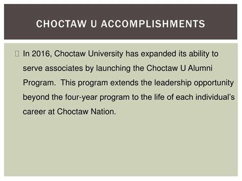 Ppt Choctaw University Growing Choctaw Nation Associates Through