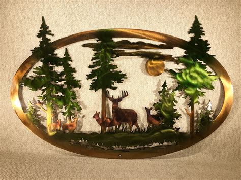 Whitetail Deer Or Bear And Mountains With Trees Indoor Or
