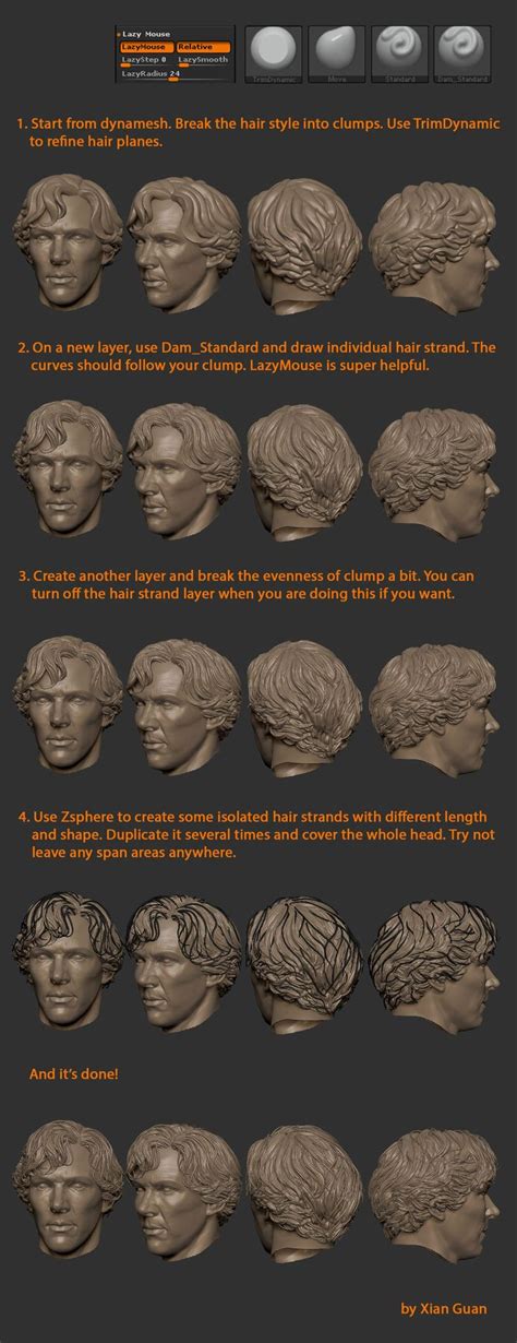 10 Top Tips For Sculpted Hair In Zbrush Zbrush Tutorial Sculpting Images