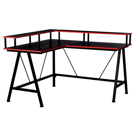 Homcom L Shape Corner Gaming Desk Computer Table With Elevated Monitor