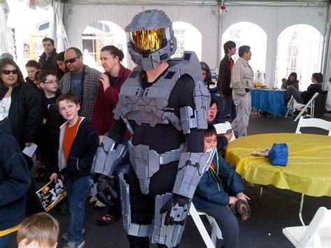 Halo Master Chief Costume Built Up With Lego Bricks Gadgetsin