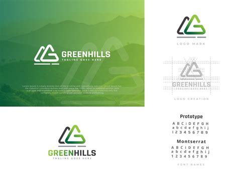 Green Hills N Logo Design Mountain Logos Mountain Landscape