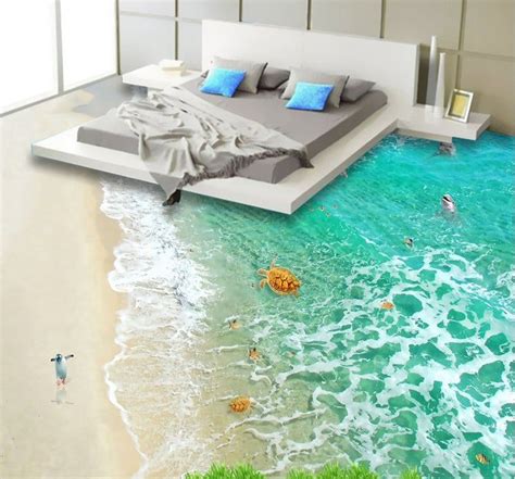 3d Beach F438 Floor Wallpaper Murals Self Adhesive Removable Etsy In