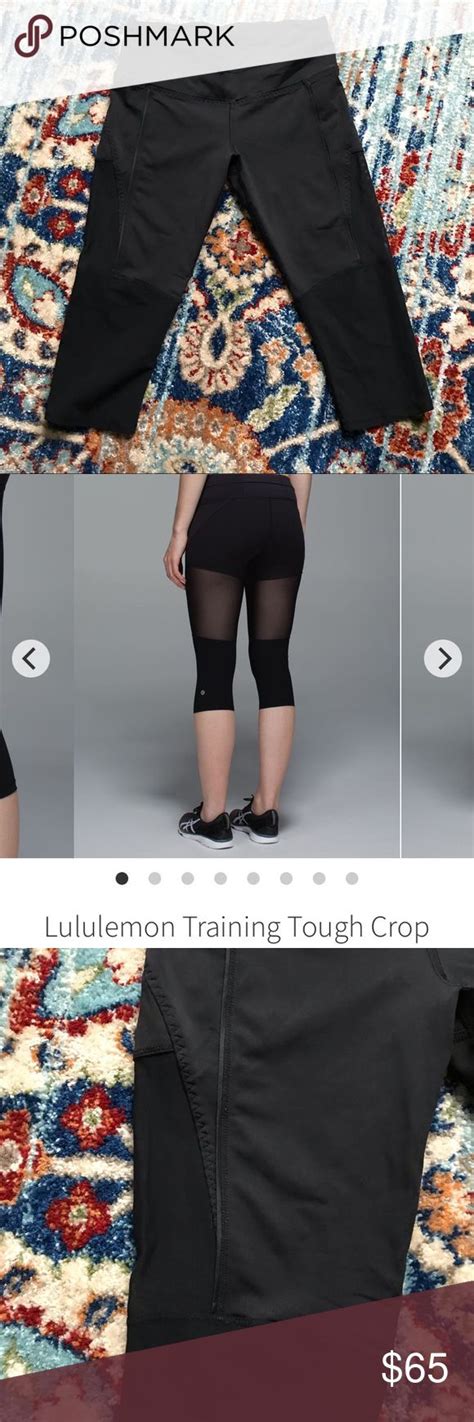Lululemon Training Tough Black Mesh Crop Legging Cropped Leggings