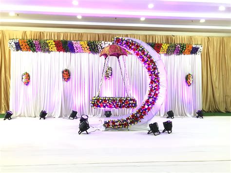 See more of cradle ceremony decorations on facebook. M- Company Cradle ceremony stage decoration at Sudharshan Convention | Cradle ceremony, Naming ...