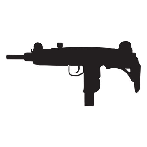Uzi Submachine Gun Grey Silhouette Transparent Png Svg Vector File