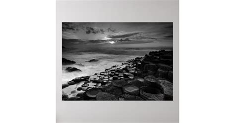 Giants Causeway Sunset Black And White Poster Zazzle