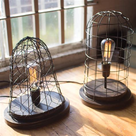 Black metal cage table lamp and other name brand lamps household at the exchange. Williston Forge Glenam Wire Cage Desk Old Brass 17" Table ...