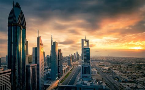 日落的城市，摩天大楼，迪拜，阿拉伯联合酋长国 750x1334 Iphone 8766s 壁纸，图片，背景，照片
