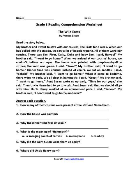Free Printable 3rd Grade Eog Reading Practice Test