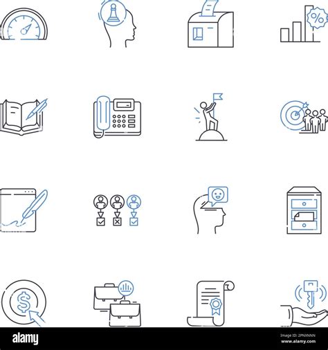Administration And Management Line Icons Collection Governance