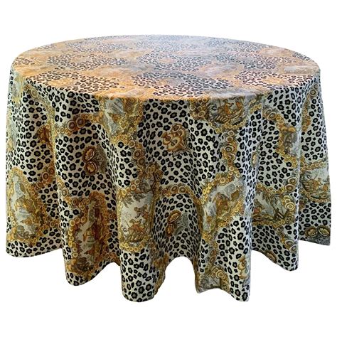 Round Leopard And Chinoiserie Tablecloth Table Cloth Red Tablecloth