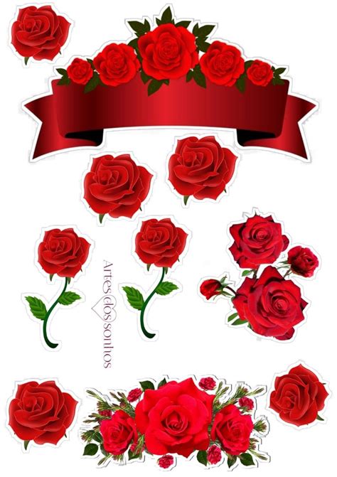 Topo Rosas Vermelhas Etiqueta Para Lembrancinha Para Festas Rosas