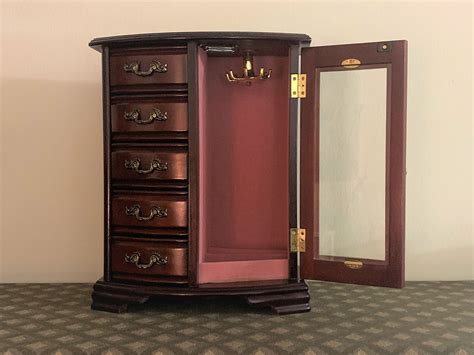 Vintage Jewelry Armoire Cabinet Box Storage Chest Stand Organizer