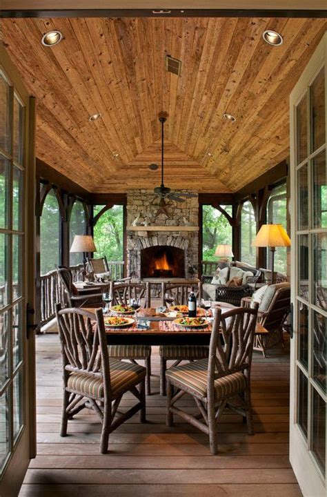 Custom Screened In Porch With Wooden Vaulted Ceiling Screened In Porch