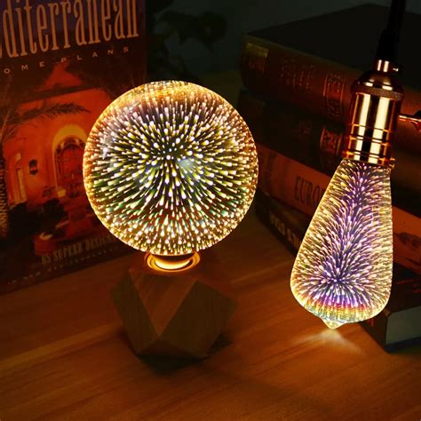 Table Lamps Colorful Fireworks Effect Led 3d Light Vintage Bulbs 3d