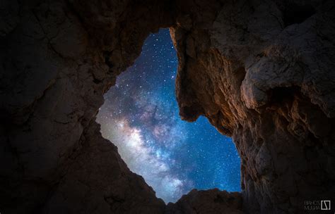 Cave Landscape Rocks Sky Night Stars Milky Way Galaxy Wallpapers