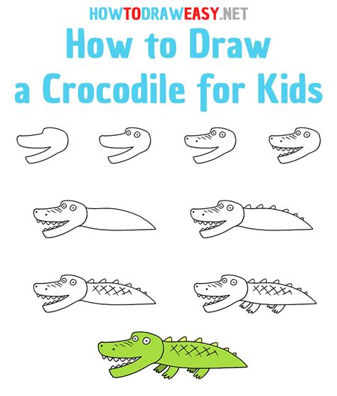 How To Draw A Crocodile For Kids How To Draw Easy