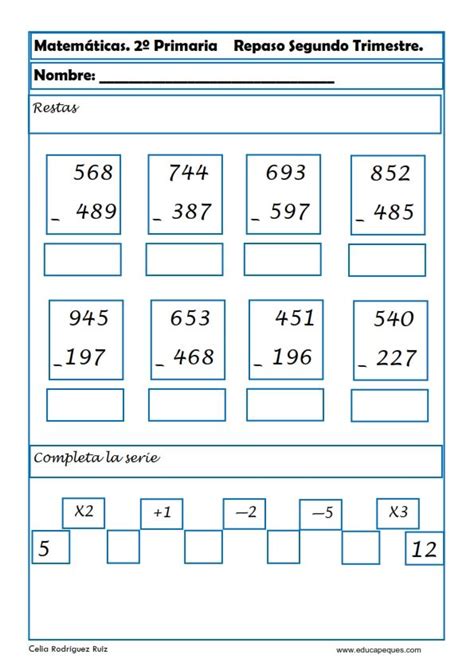 Ejercicios De Matemáticas Segundo Primaria En 2020 Con Imágenes