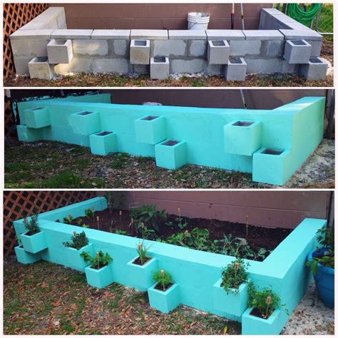 Raised Garden Bed Using Concrete Blocks