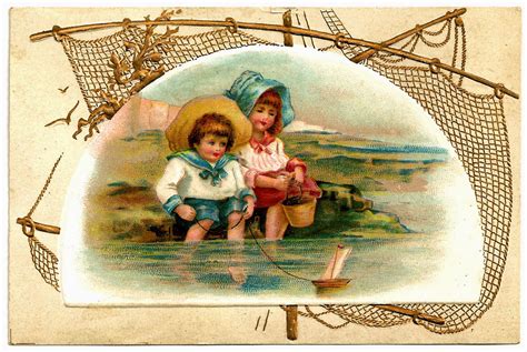 Antique Images Free Child Clip Art 2 Children Playing On