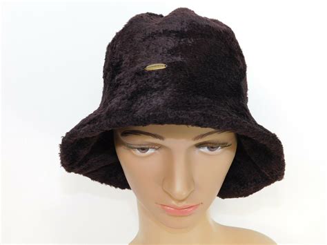 Liz Claiborne Womens Winter Bucket Hat 90s Brown Soft Fabric Hats