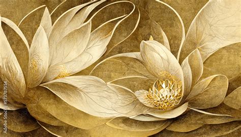 Amazing Luxurious Background Design With Golden Lotus Lotus Flowers