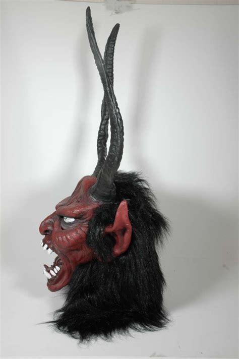 Krampus Maske mit lange Hörner aus Gummi Teufel Horrormasken