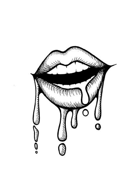 Drooling Lips Drawing