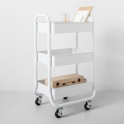 It can be moved even in a narrow space. Three Tier Metal Utility Cart White - Made By Design in ...