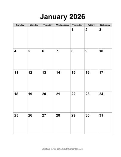 Free 2026 Calendar