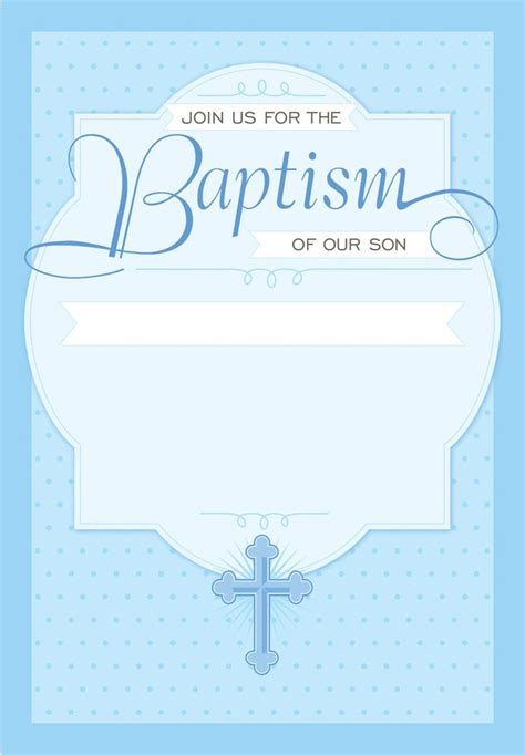 Christening Invitation Blank Template For Baby Boy Beautiful Dotted