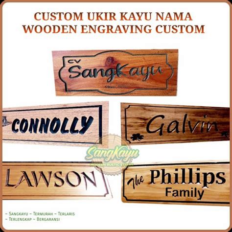 Jual Papan Nama Kayu Custom Signage Sign Ukir Nama Kayu Custom Sign