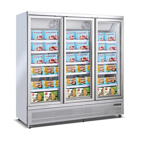 Supermarket Glass Door Freezer Upright Ice Cream Display Cabinet
