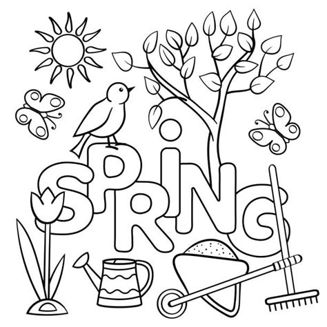 11600 Coloring Pages Spring Stock Illustrations Royalty Free Vector