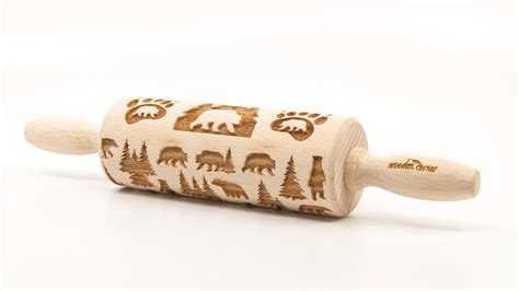 No R344 Wild Bear 2 Embossing Rolling Pin Engraved Rolling Etsy