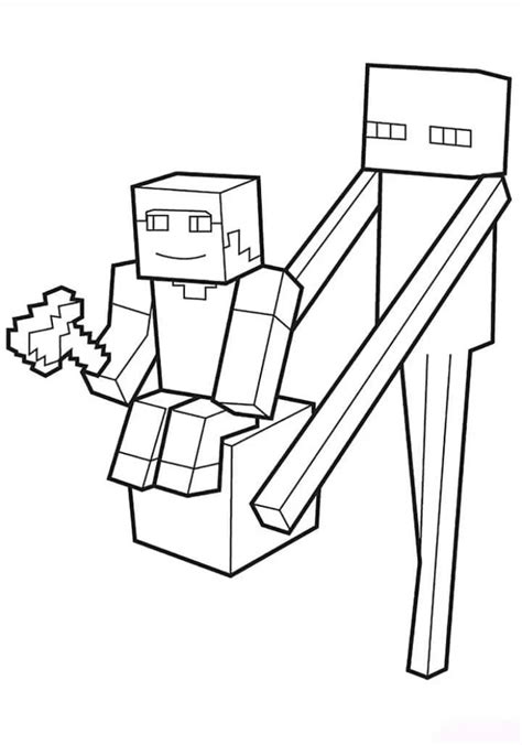 Minecraft Steve Und Enderman Ausmalbild On7gcom Ausmalbilder Zum