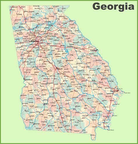 Georgia Map Cities And Counties Secretmuseum