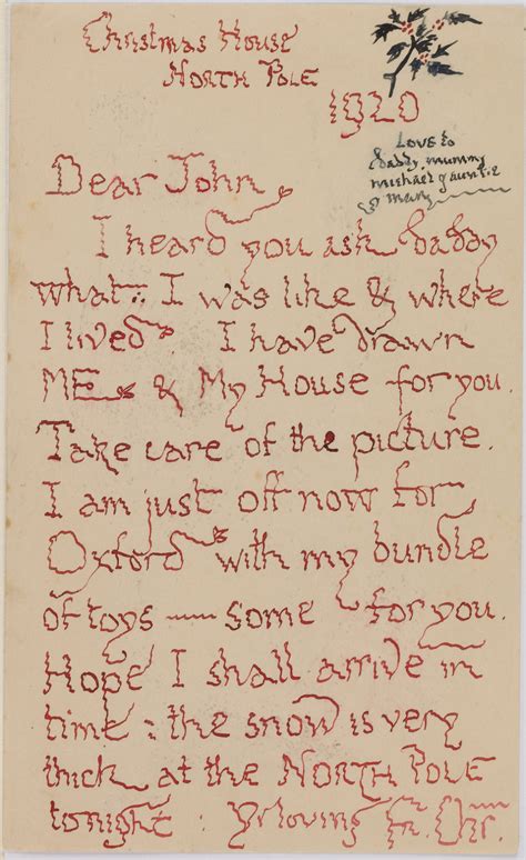Tolkiens Letters From Father Christmas To Go On Show Writers Online
