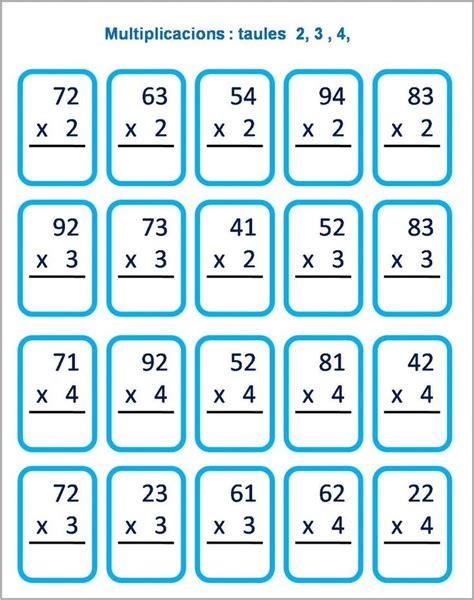 Multiplicacions Taules 2 3 Y 4 Ficha Interactiva Ejercicios De