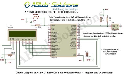 A wiring diagram is a simple visual representation of the physical connections and physical layout of an electrical system or circuit. How to read and write a byte of data in AT24C01 EEPROM with AVR ATmega16 microcontroller and LCD ...