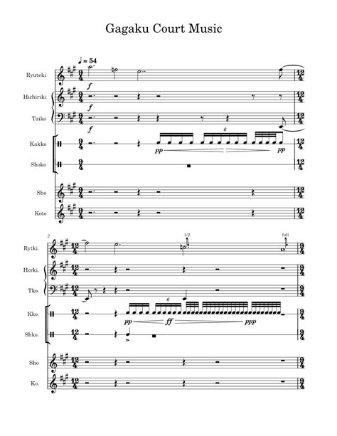 Gagaku Court Music Sheet Music For Accordion Flute Piccolo Timpani