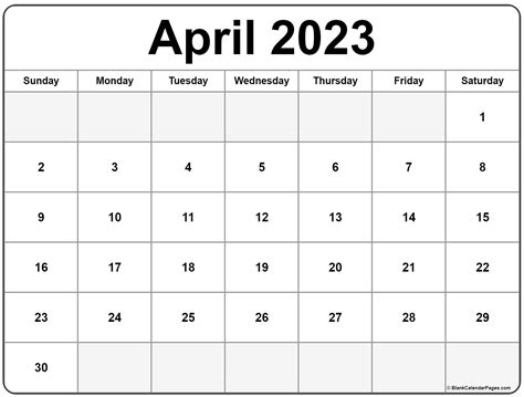 Printable April 2023 Calendar Gambaran