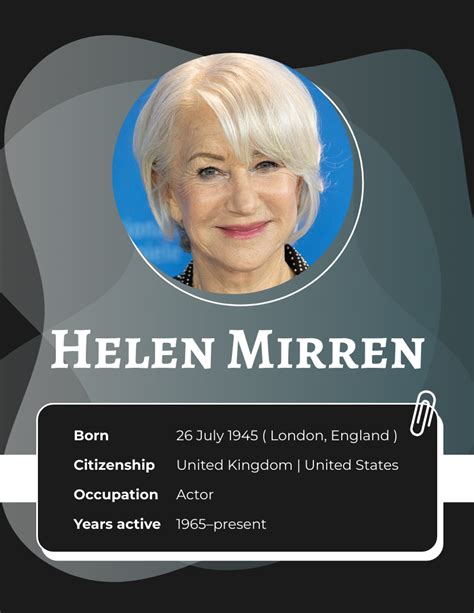 Helen Mirren Biography Biography Template