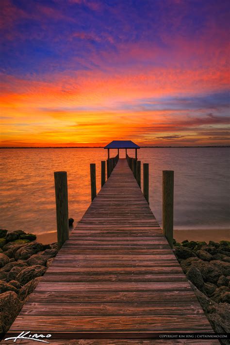 Pier At Sunset Stuart Florida Along The Waterway Hdr Photography By