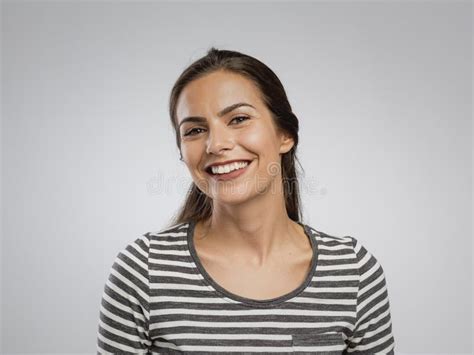 Woman Smiling At The Camera Stock Photo Image Of Happy Brunette