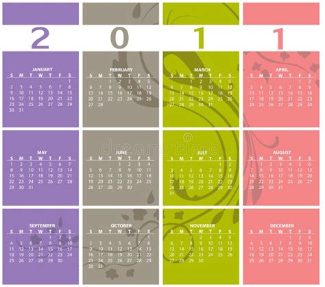 Calendario Per 2011 Illustrazione Vettoriale Illustrazione Di Data