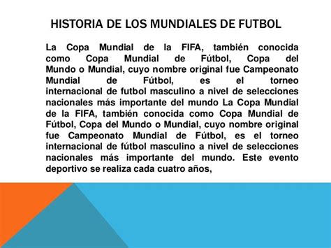 Historia De Los Mundiales De Futbol
