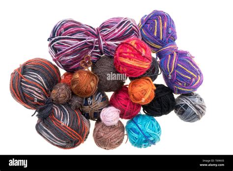 Different Colored Balls Of Wool On A White Background Stock Photo Alamy